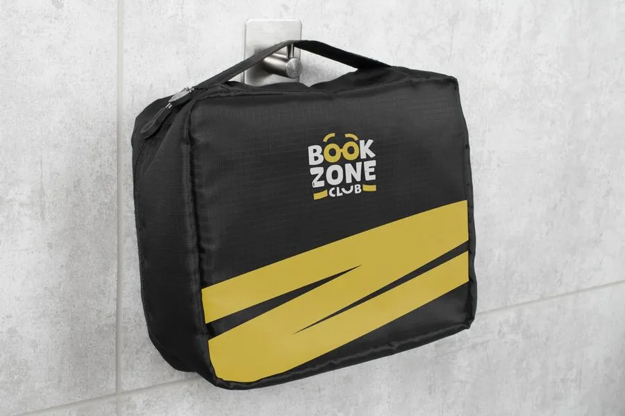 Black and gold pouch bag